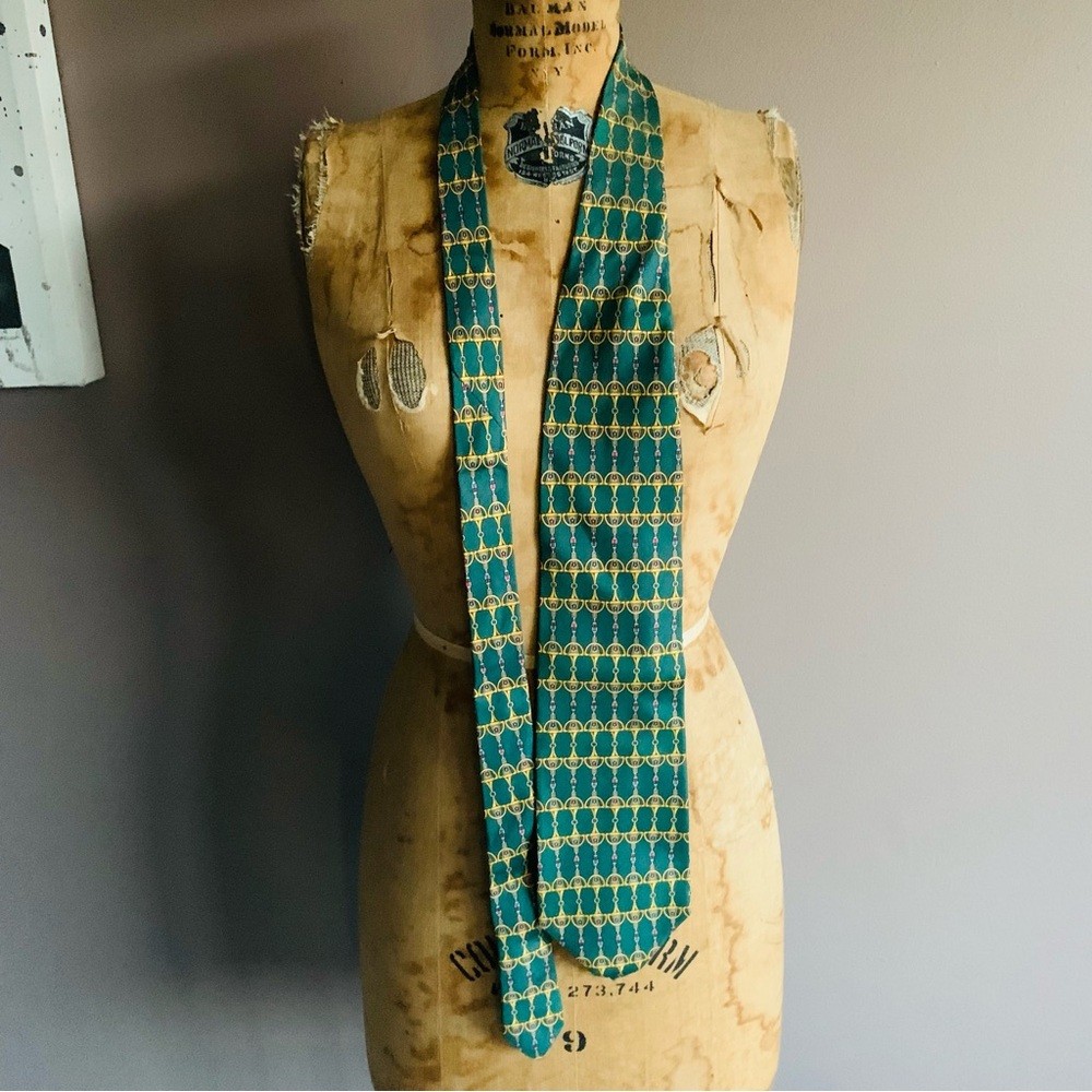 Vintage Green/Gold Gucci Horsebit Tie